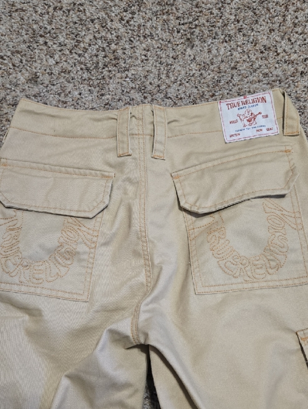 True Religion Women's Tan Cargo Pants with Utility Pockets